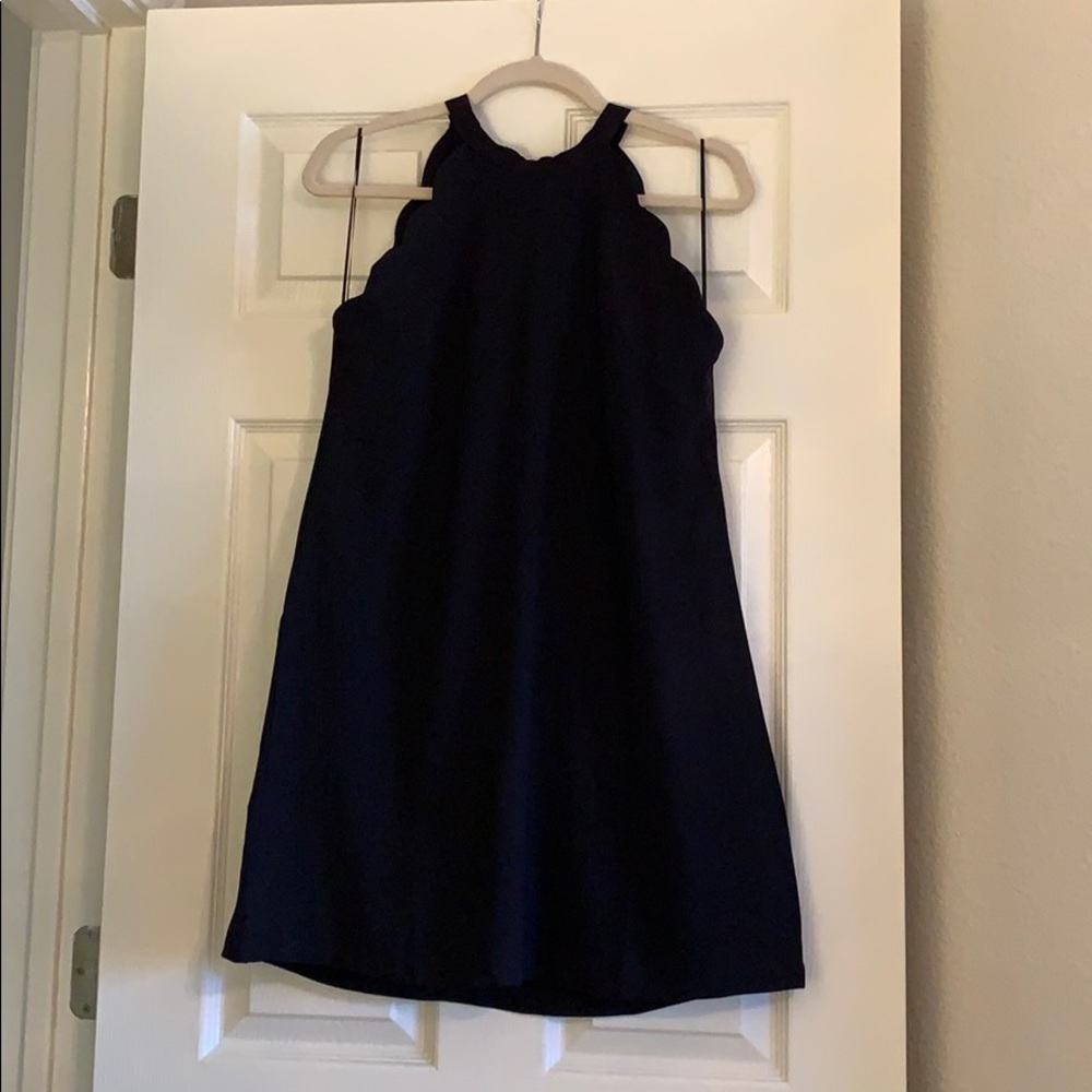 Black scalloped sleeveless dress